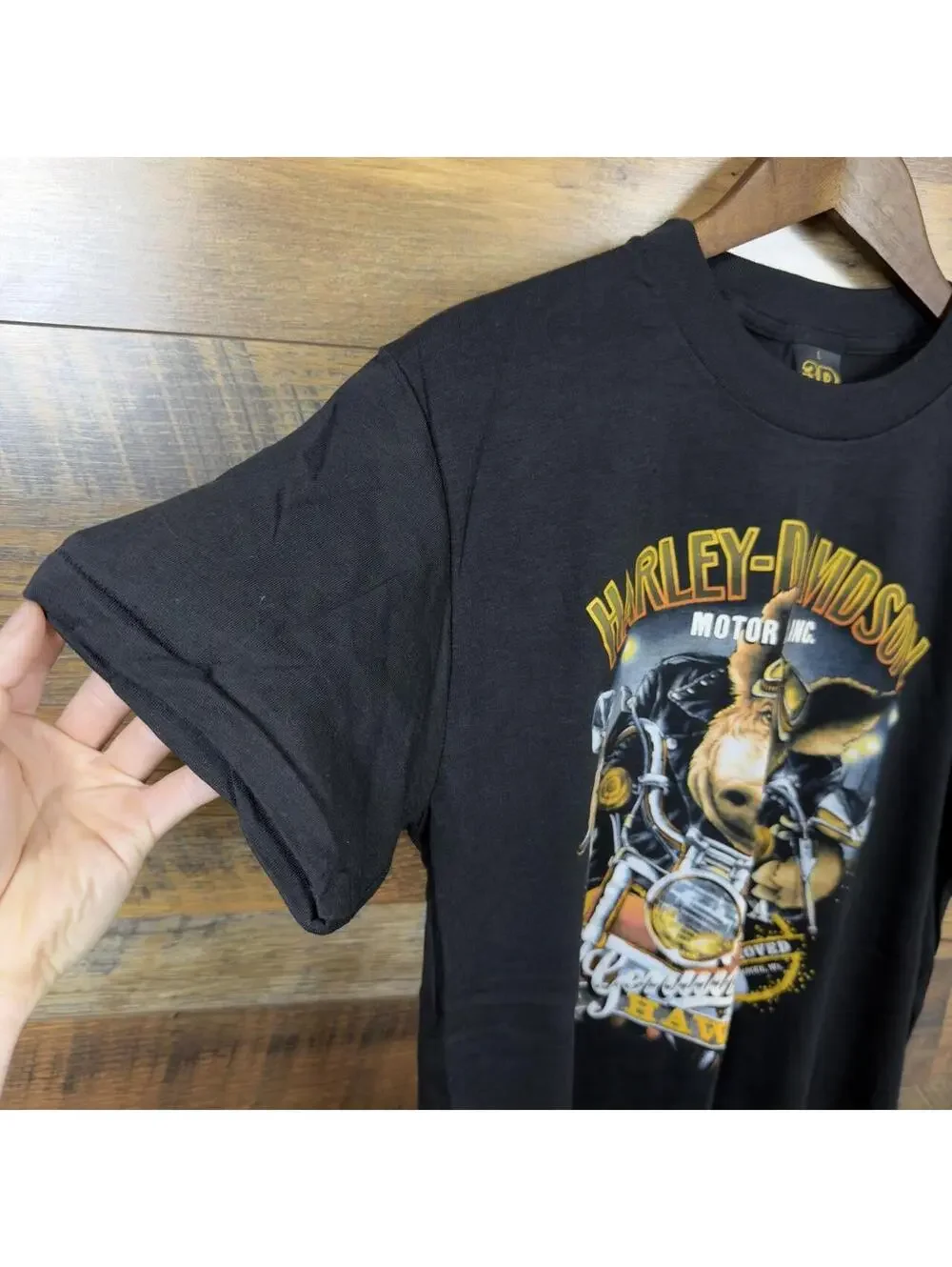 Vintage 1989 Harley Davidson Genuine Hawg 3D Emblem T-Shirt Large Biker Tee